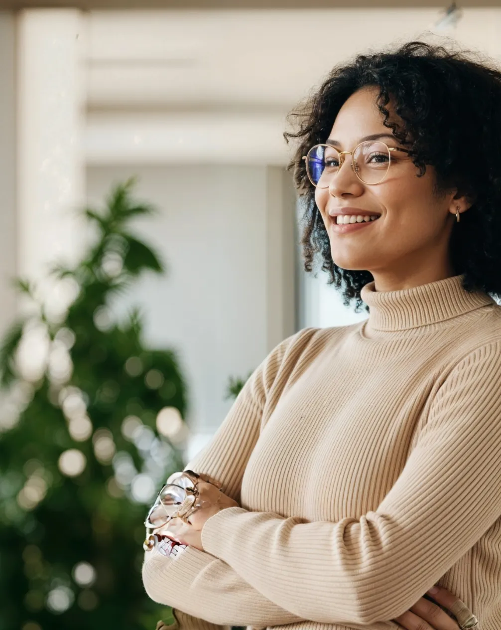 woman looking off screen